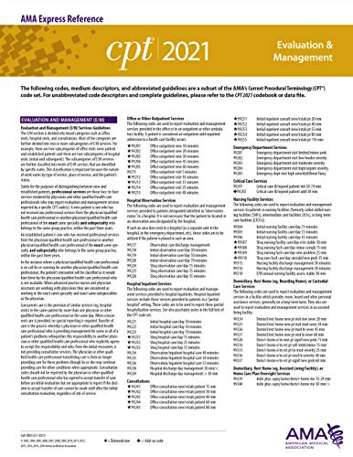 Evaluation and Management (CPT 2021 Express Reference Coding Card ...